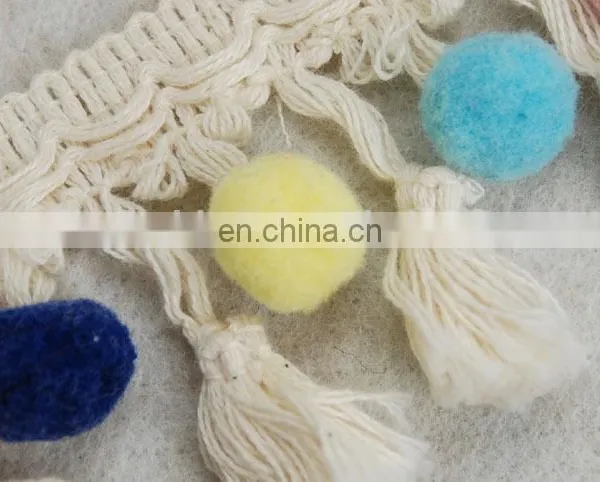 Top Fashion Multico Design Cotton Pompom Fringe Tassel Trim photo-2