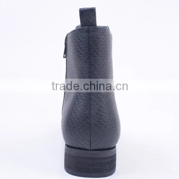 New Style Latest Design Half Snakeskin Lady Cheap Security Low Heel Ankle Boots photo-5