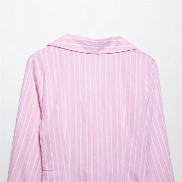 Spring and Summer New European and American Style Women's Fashionable Casual Striped V-neck Long Sleeved Loose Dress photo-3