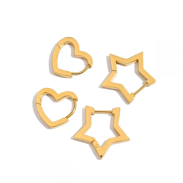 Wholesale 18K Gold Plated Heart Earrings - Waterproof Stainless Steel Fashion Jewelry photo-3