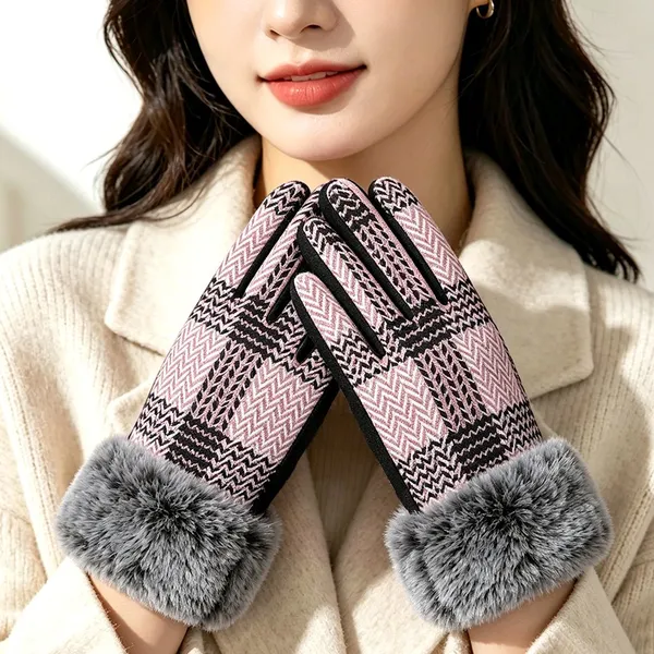 Luxury Designer Classic Wrist Warm Nylon Eco-Friendly Gloves Women Winter Daily Cycling Outdoor Accessories photo-4