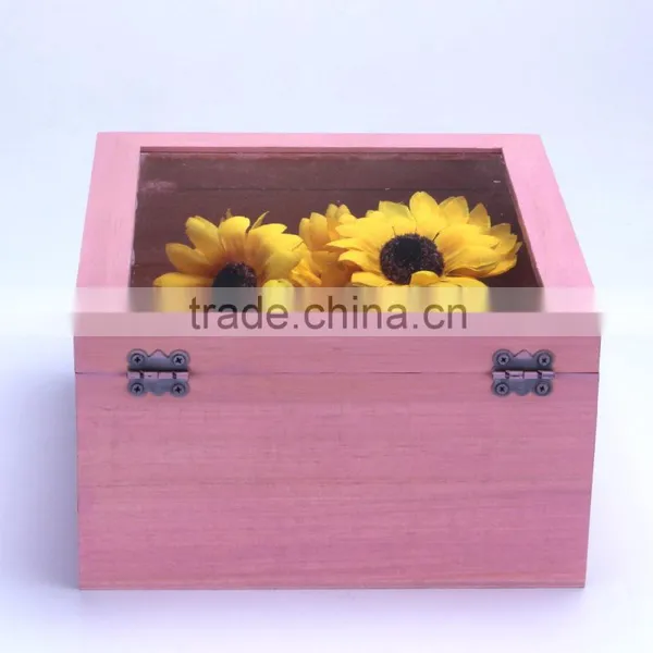 Square Shape Wooden Box Eternal Life Flowers Gift Box for Sale photo-2