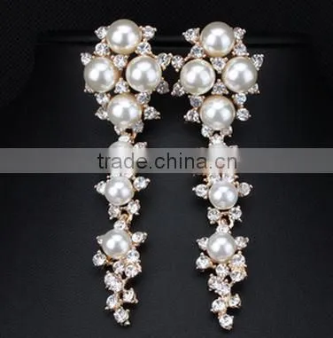 2015 Fashion Pearl Diamond Earrings Set Charming Long Earring Fashion Women Jewelry photo-2
