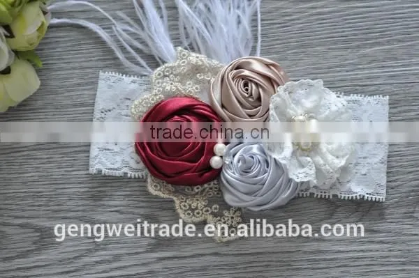 Wholesale Beautiful Girls Hair Accessory Fashion Feather Flower Baby Kids Headband for 0-3years photo-4