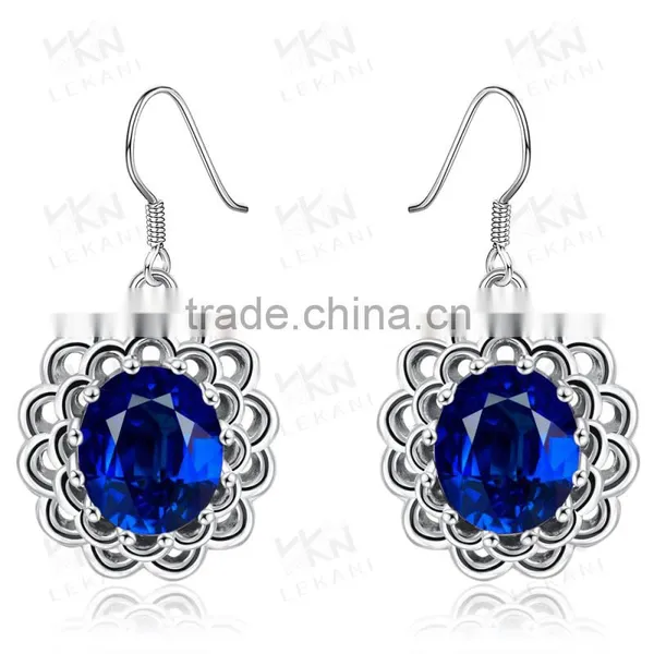 Ruby Stone Wavy Round Line Earring Bule Gemstone Jewelry Earring photo-5