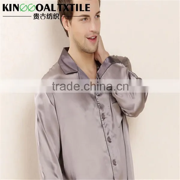 19mm High Grade Solid Color Male's Long Classic 100% Silk Pajama
