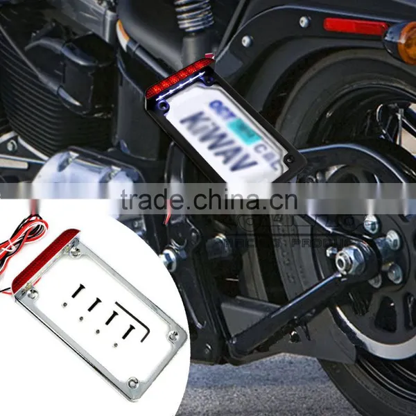 BJ-LPL294-002 Highly Recommended Chrome Motorcycle 4'' X 7'' Tail Light LED License Plate Frame For Harley photo-6