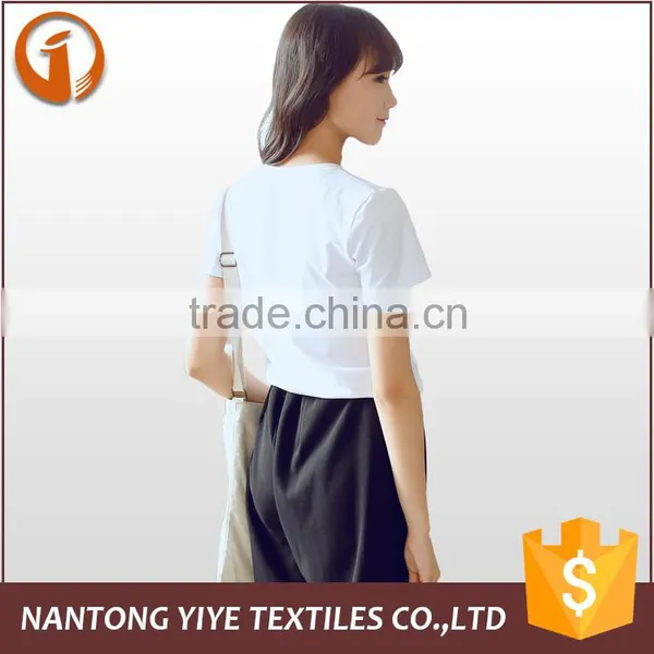 2016 High Quality White Short Sleeve Round Neck Rayon Women Plain T-shirts photo-3