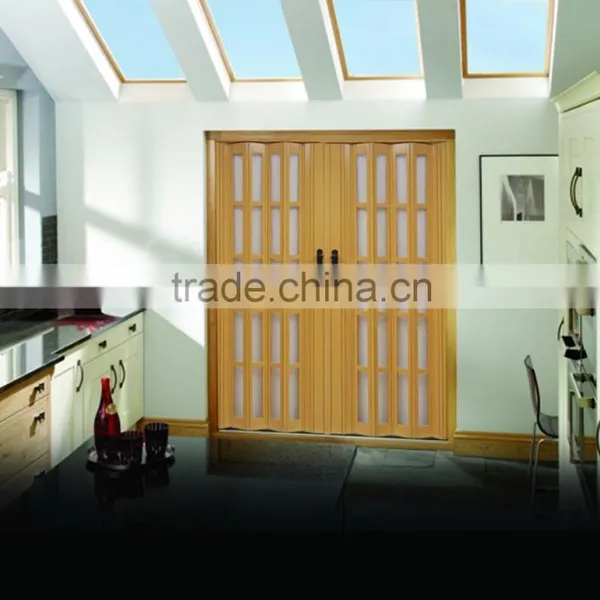 PVC Folding Door, Plastic Accordion Door ,sliding Door Decorating of Symphony White Glass photo-6