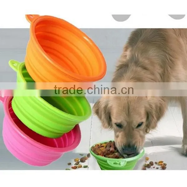 Private Label Custom Printed Logo Silicone Collapsible Travel Dog Bowl With Carabiner