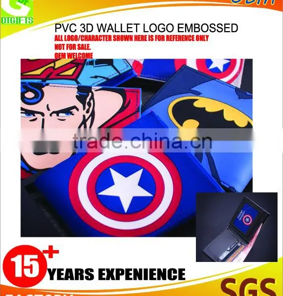PU 3D Pvc Embossed Logo Promotion Wallet Rfid Leather Men's Wallet