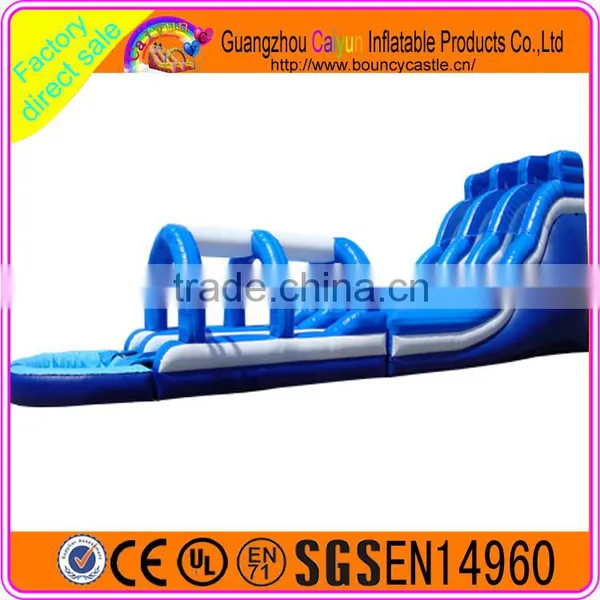 Blue Long Inflatable Water Slide With Pool photo-3