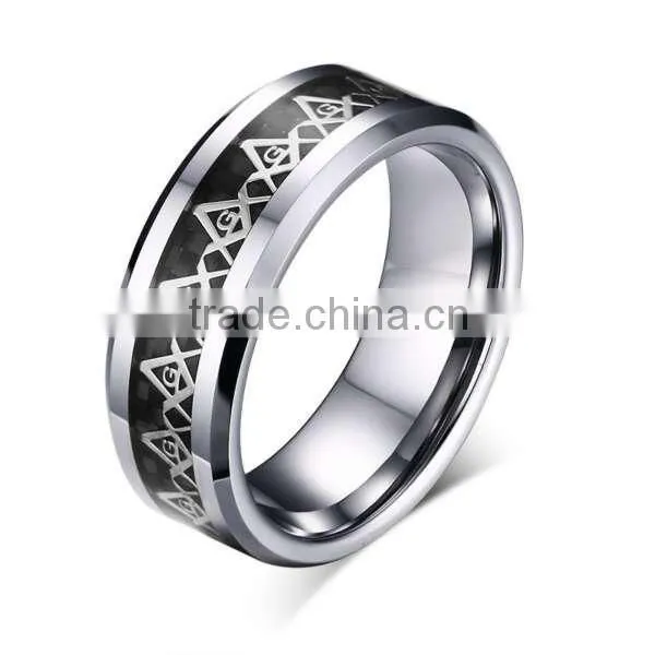 Classic Vintage Masonic Symbol Rings for Men, Retro Men's Tungsten Rings photo-2