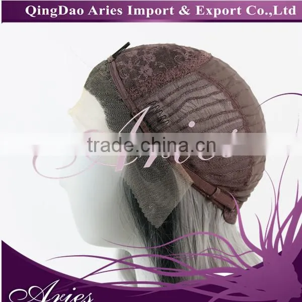 16" Long Ombre Grey Curly Wavy Lace Front Wig Heat Resistant photo-2