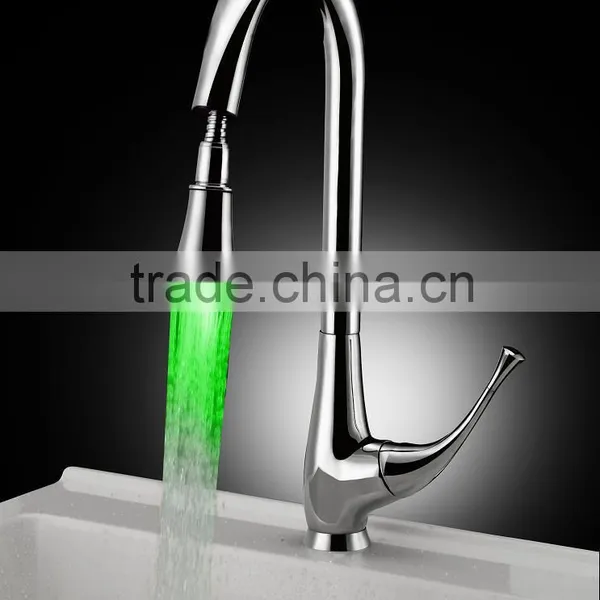 Single Handle Kitchen Faucet LED Pull Out Faucet Basin Sink Tap