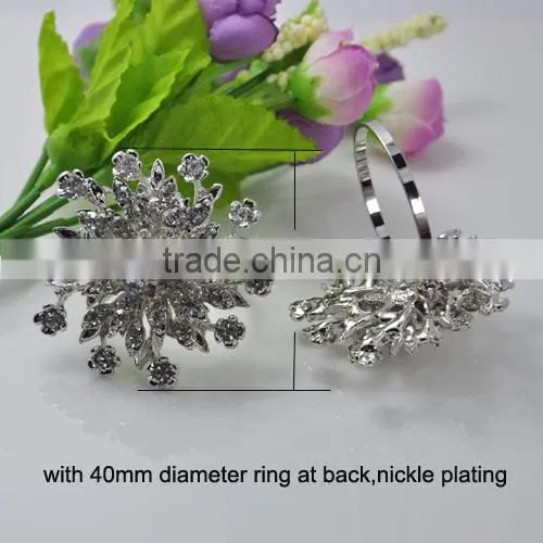 (M0679-ring) 100pcs/lot ,Wedding Flower Rhinestone Napkin Rings,55mm Diameter ,40mm Ring ,nickle or Light Rose Gold Plating