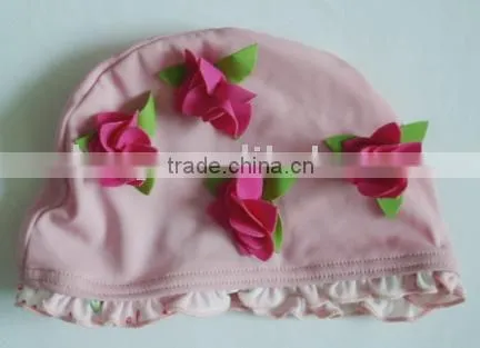 girl's flower swim lycra cap