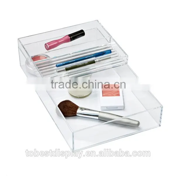 Excellent Acrylic Trays Wholesale,clear Acrylic Tray for Cosmetic Tool With Dividers photo-3