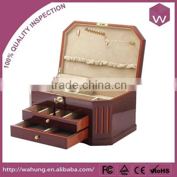 Elegant Wooden Jewelry Box White Mirrored Design Jewelry Cosmetic Box photo-4