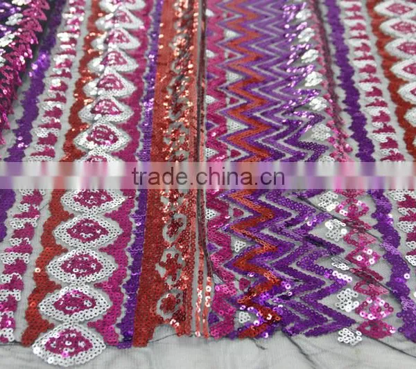 In stock Nigeria bridal embroidered tulle lace fabric with sequins,different colors available