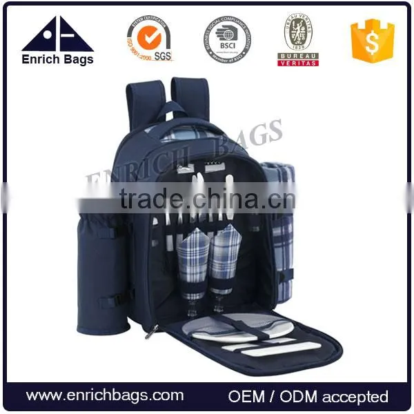 Enrich Picnic Backpack With Cooler Compartment,outdoor Person Picnic Set for 2 Person Quality Choice