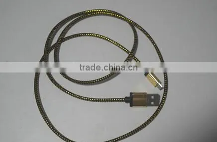 Gold Colour Micro USB Cable Nylon Line and Metal Plug Data Sync Charger Microusb Cable for Samsung Galaxy s6 s5 s4
