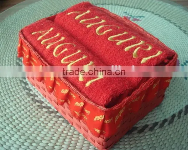 Red Towels 100 Cotton Terry Towel Wedding Towel Gift Set Packing photo-2