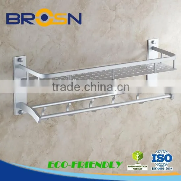 NINGBO Wall Mounted Bathroom Shelf With Bar /Sliver Color #1908