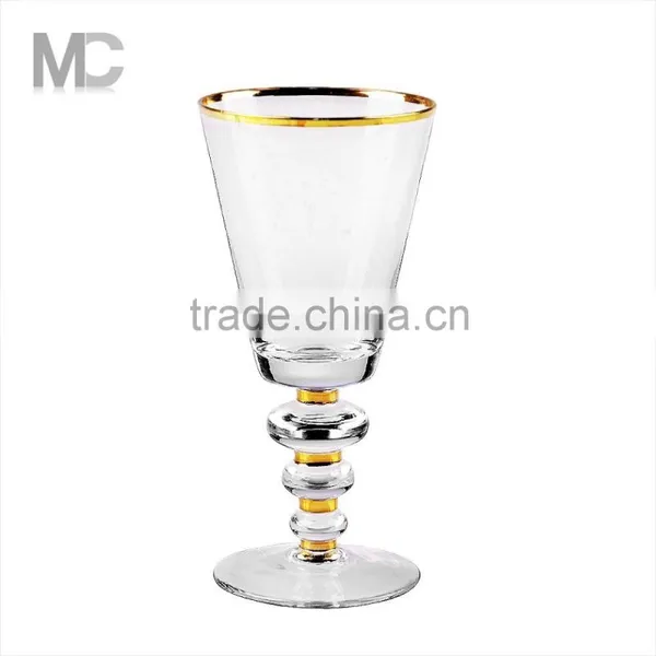 Wholesale Handmade Clear Wine Glass With Gold Sliver Rim photo-5