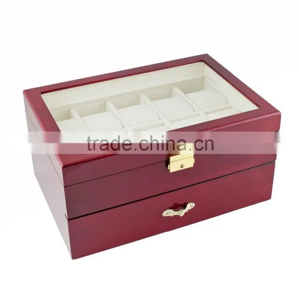 Luxury Glossy Wood Box Packaging 2 Layer 24 Watches Storage photo-3