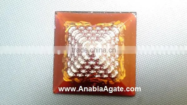 Red Colour Orgone Pyramid With Silver Pearl,s : Wholesale Orgone Pyramid photo-4