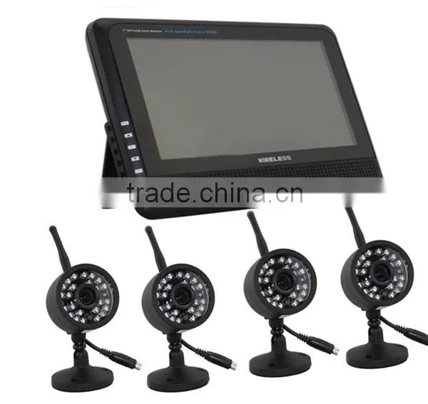 2.4Ghz Digital Video Security System 7'' LCD 4Channels Long Range Camera DVR Kit photo-4