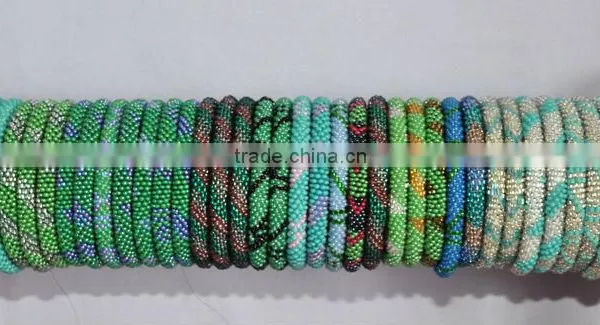 Hand Crochet Rollover Glass Bead Bracelets photo-4
