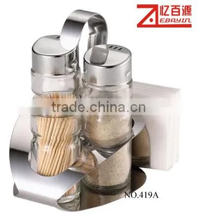 Wholesale Stainless Steel Napkin Holder Salt Pepper Set