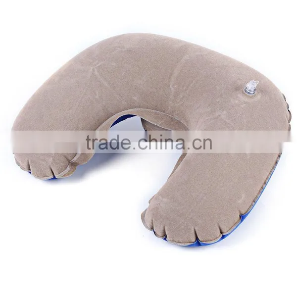 Inflatable U-shape Neck Pillow Flocking CushionTool for Outdoor Travel Camping Noon Break 4 Colors photo-4