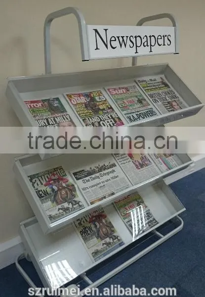 Customized Floor Standing Library Newspaper/magazine Display Rack photo-2