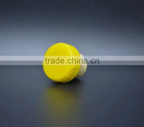 Shiny Yellow Plastic Cap With Wooden Cork for Glass Bottle Cheap Price photo-2