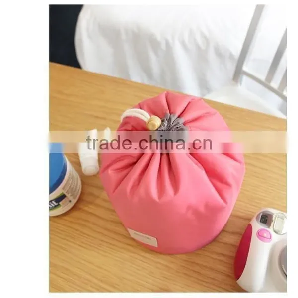New Han Edition Cylinder Large Volume Waterproof Draw String Washing Digital Multifunctional Travel to Receive Cosmetic Bag photo-4