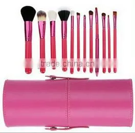 12 Pcs Pro Makeup Cosmetic Brush Kit Leather Cylinder Cup Holder Case Set Cheap Makeup Brush photo-4
