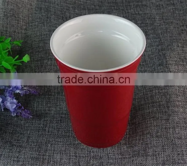 Cheap Ceramic Glazed Cup Stocked Porcelain Cup Two-tone Glazed Drink Cup photo-2