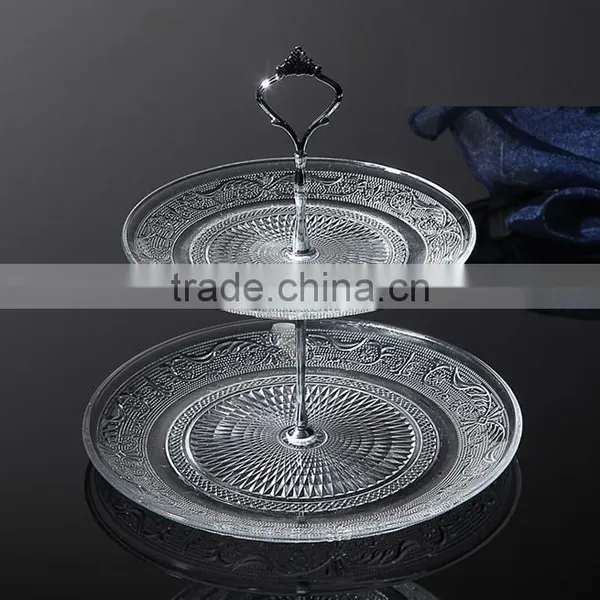 Crystal Glass Charge Plate With Metal Stand Rack Set for Wedding Party photo-3