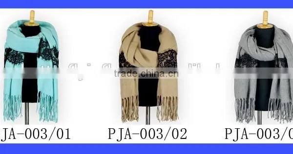 Grey With Black Lace Cotton Scarf Baby/Women Two Ues Scarf Shawl Warm Winter Scarf And Shawl 2016 photo-6