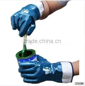 DDSAFETY Bule Color Industrial Cotton Jersey Nitrile Coated Glove With Safety Cuff photo-4