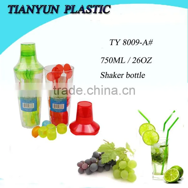 New Products Plastic Drinks Joyshaker Bottle Set With Stirrer and Ice Cube for Promotion