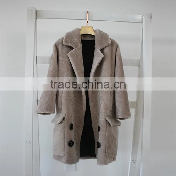 Myfur Genuine Sheep Shearing Fur Coat Pocket Cool-Chic Lady Winter Coat photo-2