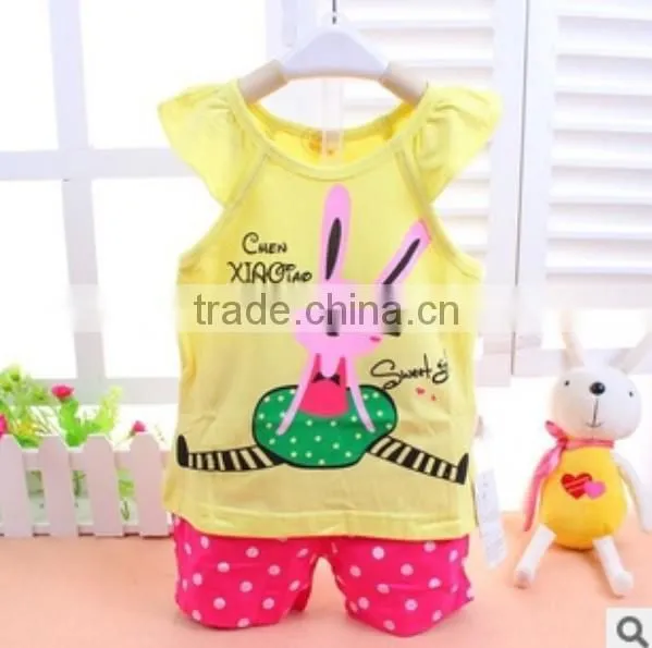 Little Girls Easter Ruffled Cute 2pcs Top Matching Polka Dot Bunny Top Capris Pants Boutique Cotton Summer Outfit Clothing Sets photo-2