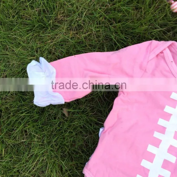 Girl Kids Romper Football Romper Girls Pink Romper With Headband and Necklace photo-3