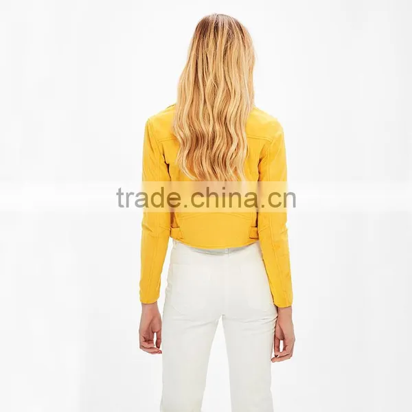 Hot Sale Womens Cool Diagonal Zipper Lightweight Faux Suede Biker Jacket photo-3