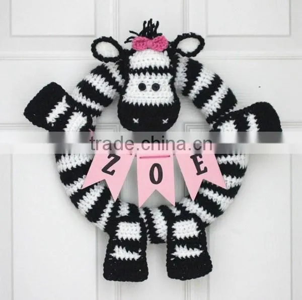 DIY Hand Knitted Zebra Wreath Set