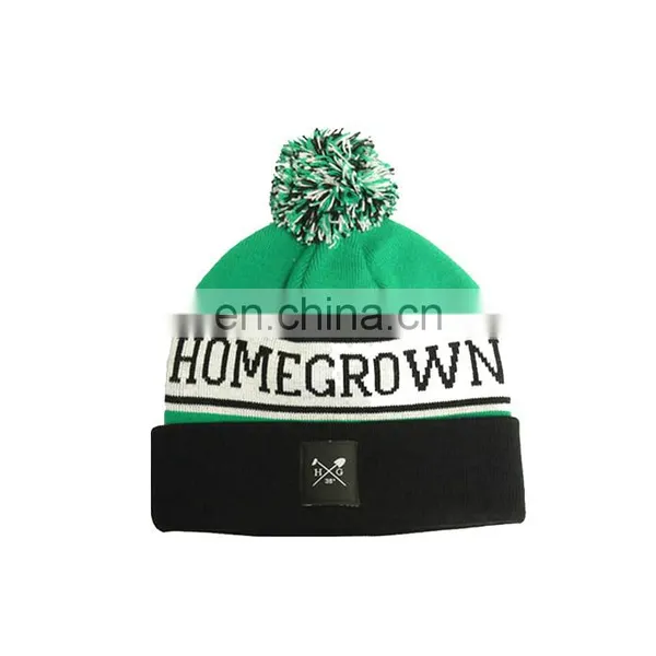 Comfortable Embroidery Black Pom Beanie, Custom Beanie Hat, Knit Beanie photo-5